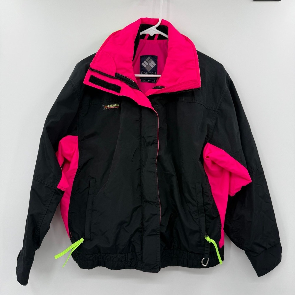 Vintage‎ Columbia Radial Sleeve Jacket Mens medium Black 90s Neon Ski